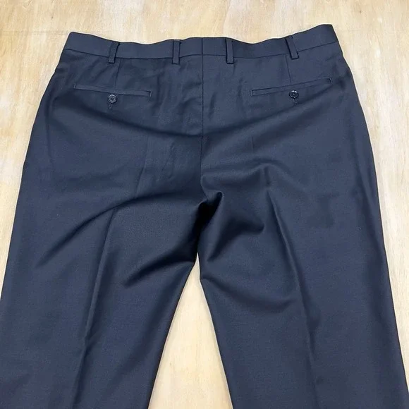 Hawes & Curtis Suit Mens 44S Short Slim Fit Wool Cuffed Pants 38x26 Black